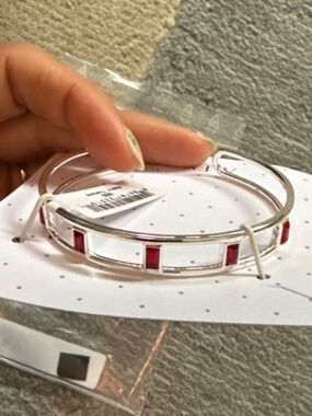 NEW! Alex And Ani Ruby Baguette Crystal Cuff Bracelet